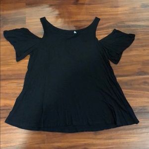 Flowy black top with cold shoulder cut outs